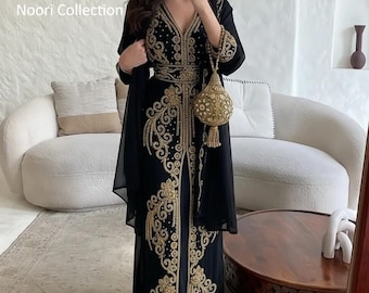 Luxury Moroccan Kaftan Takchita Gold Embroidered Islamic Wedding Abaya Bridal Gown