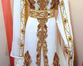 Gold Embroidered Moroccan Kaftan Dress | Islamic Wedding Abaya