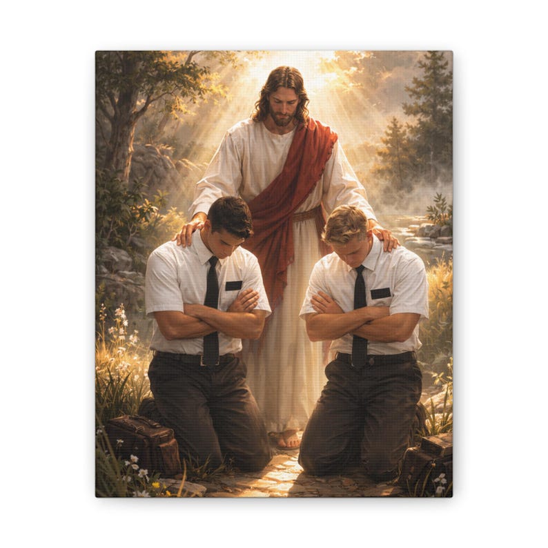 Impresión en lienzo de Jesús bendiciendo a los misioneros / Arte mural misionero SUD, pintura religiosa imagen 1