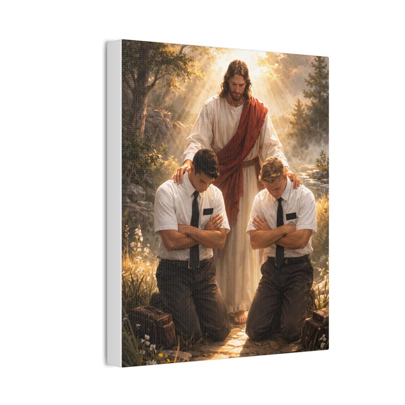Impresión en lienzo de Jesús bendiciendo a los misioneros / Arte mural misionero SUD, pintura religiosa imagen 2