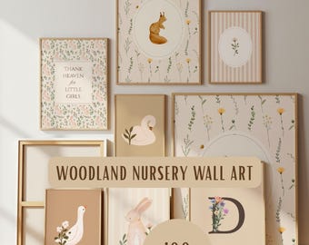 Woodland Nursery Wall Art Bundle, 100 Hand-Painted Watercolor Forest Animal Prints (Digital Download)