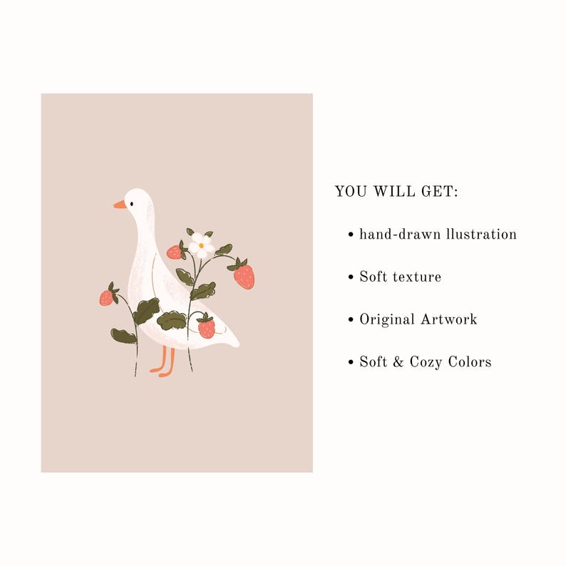 Nursery Goose Printable Wall Art: Duck & Strawberry Kids Room Decor (Digital Download) image 10