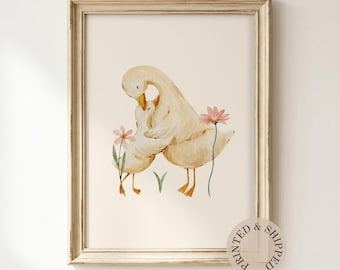 Watercolor Mother Goose Matte Vertical Poster, Unframed Farmhouse Nursery Wall Art