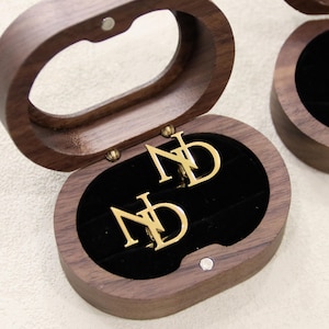 Custom Monogram Cufflinks, Gold and Silver Script Letter Design, Men's Wedding Gift
