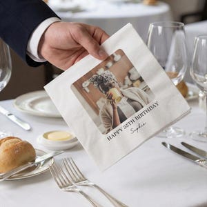 Custom Photo Napkins, Personalized Birthday Party Table Decor