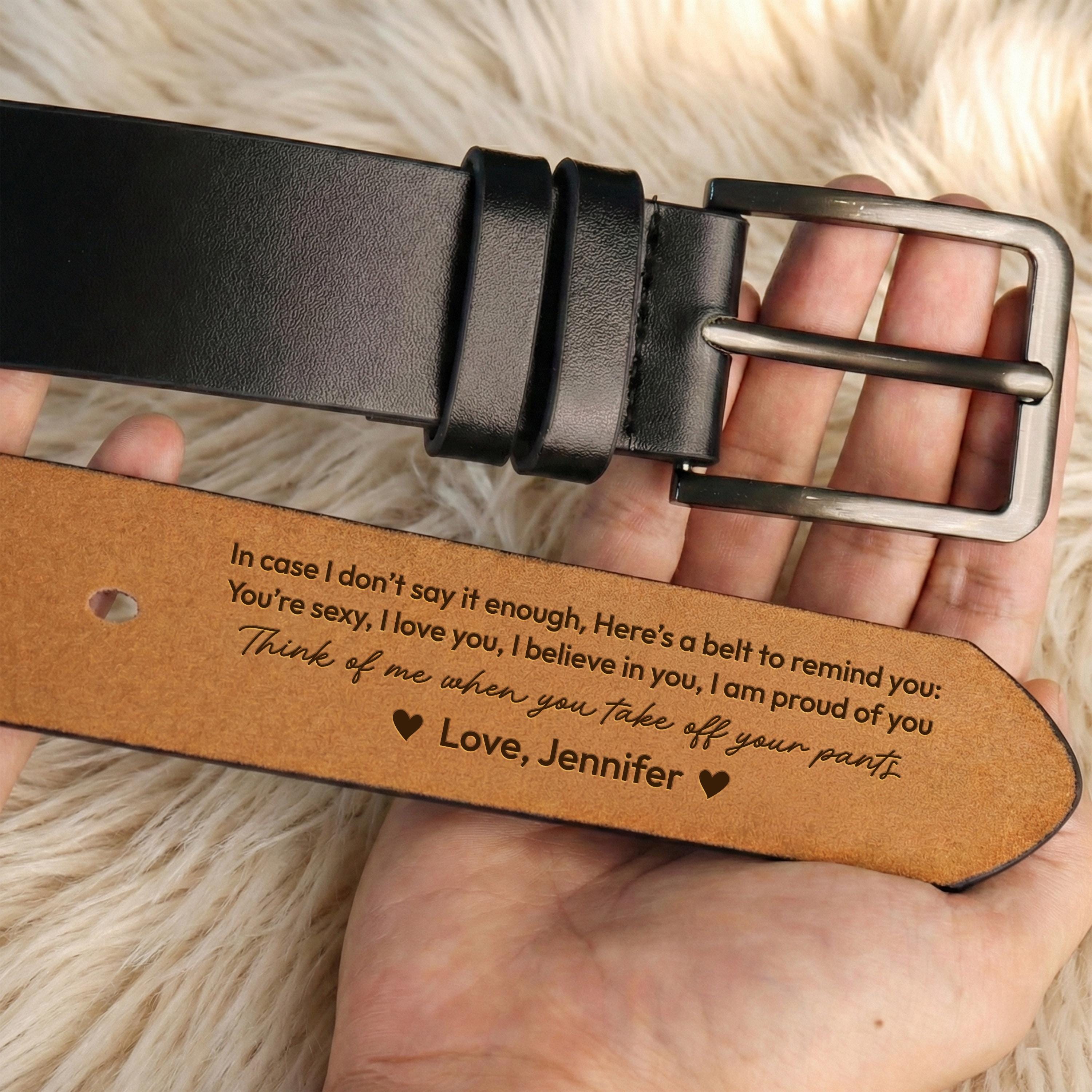 Personalized Leather Belt With Custom Engraved Message, Daily Wear ...