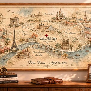 Where We Met Custom City Map Canvas | Couple Anniversary Personalized Map Wall Art Premium