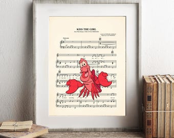 Little Mermaid Sebastian Kiss the Girl Sheet Music Art Print