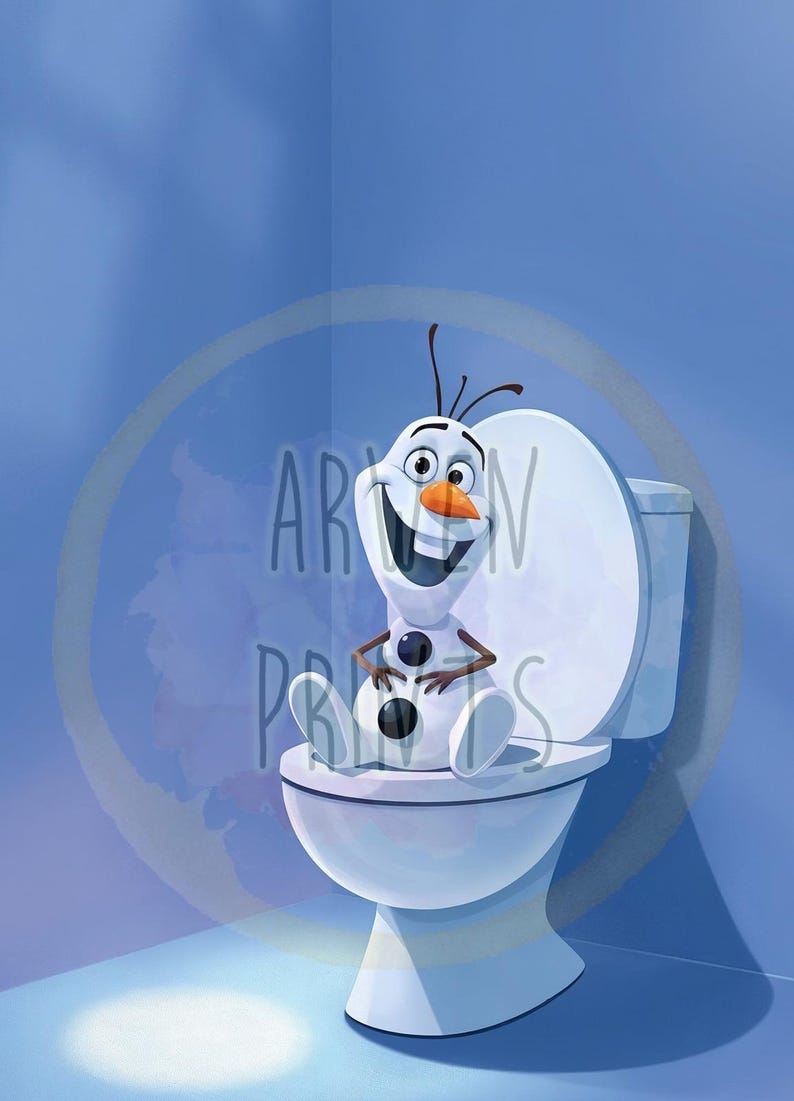 Frozen Olaf on Toilet Bathroom Art Print, Frozen Olaf Bathroom Art ...