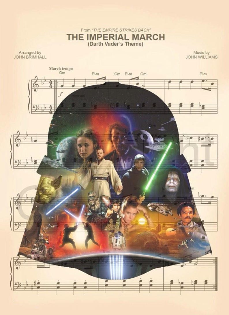 Star Wars Helmet Silhouette Sheet Music Art Print - Etsy