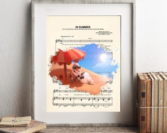 Frozen Olaf In Summer Splatter Sheet Music Art Print