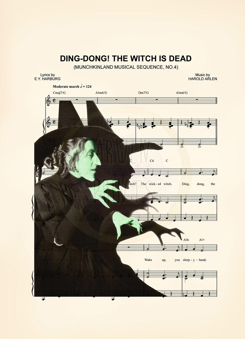 Wizard of Oz Wicked Witch of the West Ding Dong the Witch is Dead Sheet ...