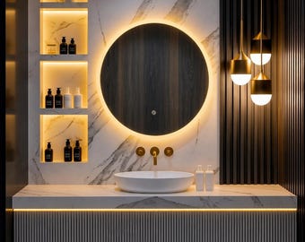 Luxury Bathroom Vanity, Modern Floating Vanity with Fluted Design, Designer Vanity