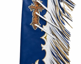 Blue Leather Rodeo Chaps | Handmade Western Cowboy Chaps with Fringe | Genuine Cowhide Horse Riding Chaps | Custom Rodeo Gear