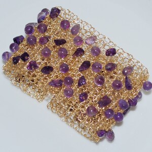 Februar Birthstone häkeln Draht Armband, Amethyst Manschette Armband, Edelstein-Draht-Manschette, Crochet Jewelry Wire