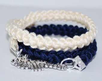 Handmade Navy Blue Bracelet, Convertible Necklace/Bracelet, Crocheted Navy Cord Bracelet, Nautical Accessories, Navy Blue Bracelet/Necklace