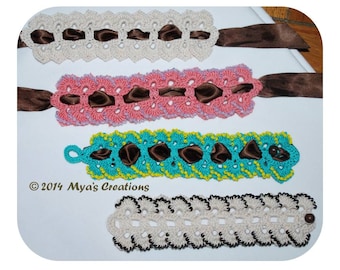 Schema per bracciale rigido all'uncinetto con petali di perline (tutorial PDF)