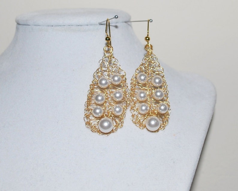 Crocheted Wire Leaf Earrings Wire Crocheted Earring With Etsy