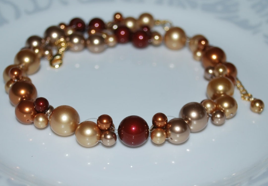 Multi-color Pearl Necklace, Bridal Necklace, Swarovski Pearl Necklace ...