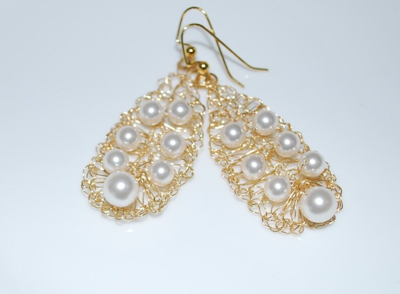 Crocheted Wire Leaf Earrings Wire Crocheted Earring With Etsy