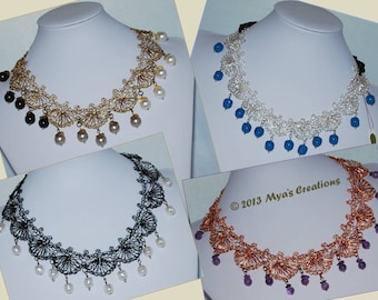 Crocheted Wire Shell Lace Necklace Tutorial (PDF Pattern)