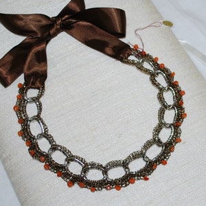 Bold Chain Crochet Necklace, Chunky Chain Crochet Necklace, Color Wire Crochet Necklace, Crochet Wire Jewelry, Big Chain Necklace