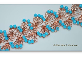 Crocheted Wire Bracelet Tutorial, Wavy Beaded Design (PDF Pattern)