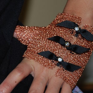 Custom Order, Handmade Crocheted Wire Half Glove, Handmade Fingerless Glove image 4