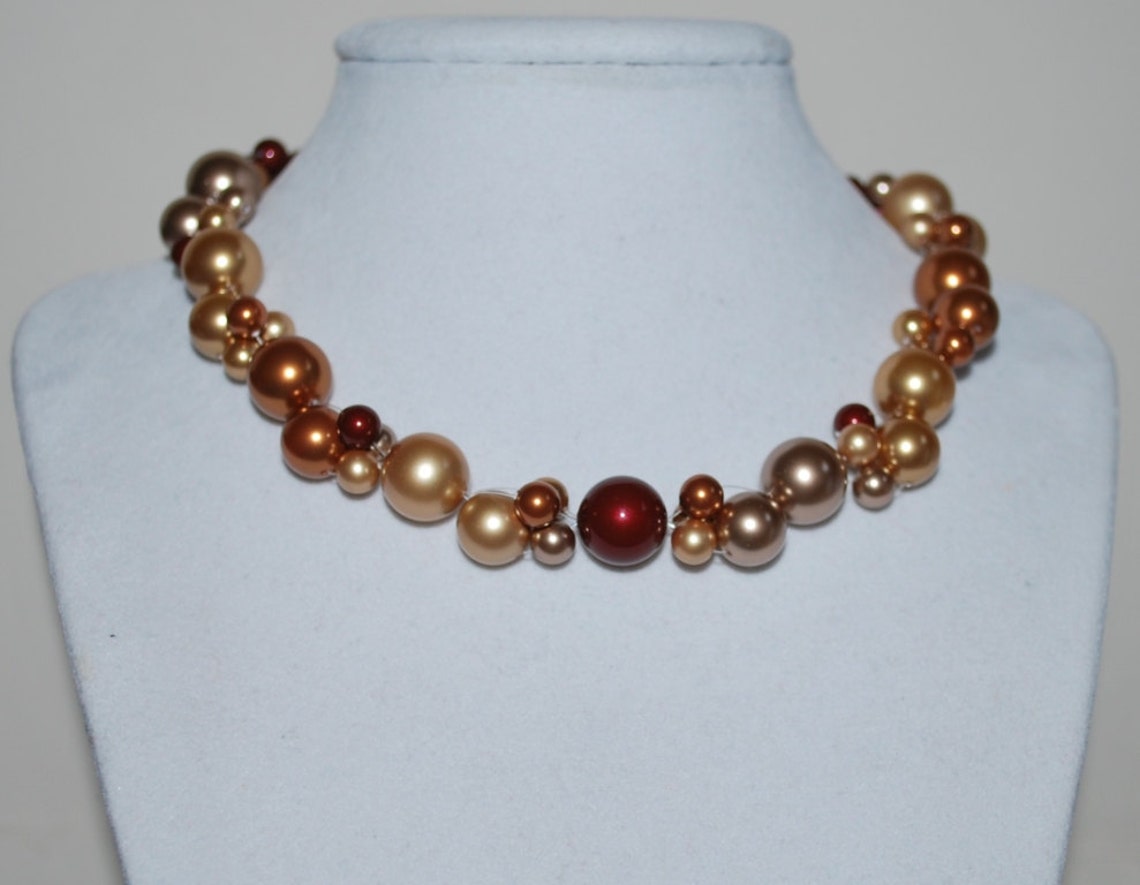 Multi-color Pearl Necklace, Bridal Necklace, Swarovski Pearl Necklace ...