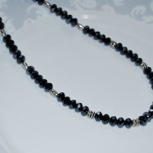 Crystal Necklace, Mens Necklace, Men&#39;s Necklace, Black Crystal Necklace, Chinese Crystal Necklace, Unisex Necklace, Jet  Crystal Necklace