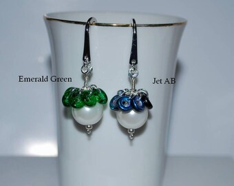 Glass Pearl Bookmark, Lovely Bookmark, Czech Glass Ring Bookmark, Emerald Green, Jet AB