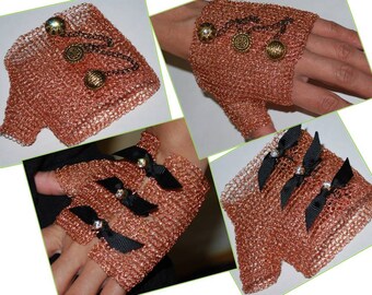 Custom Order, Handmade Crocheted Wire Half Glove, Handmade Fingerless Glove