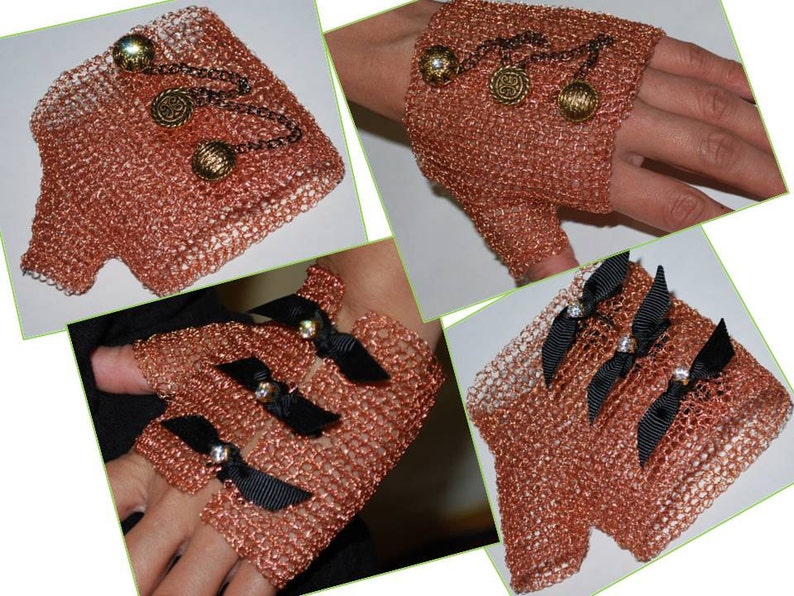 Custom Order, Handmade Crocheted Wire Half Glove, Handmade Fingerless Glove image 1