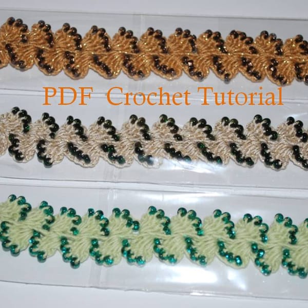 PDF Crocheted Bracelet Tutorial, How to make a wavy crochet bracelet, Wavy Crochet Beaded Bracelet Pattern