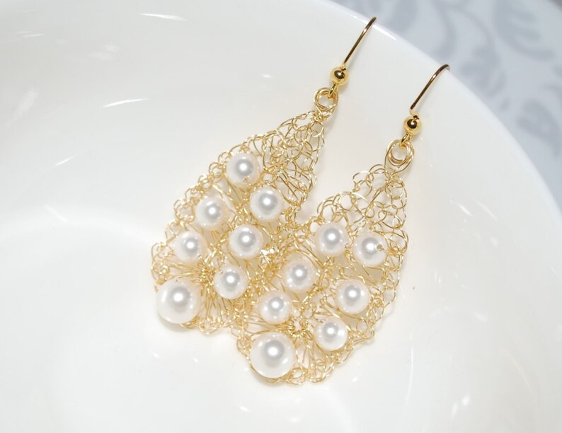 Crocheted Wire Leaf Earrings Wire Crocheted Earring With Etsy