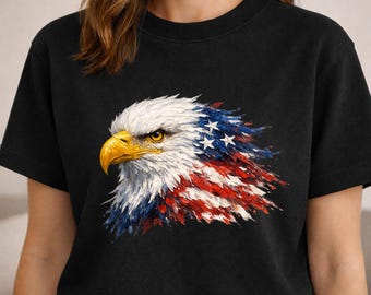 Aquila patriottica PNG, grafica della bandiera americana, design per maglietta del 4 luglio (download immediato)