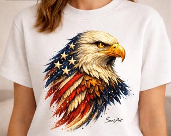 Aquila patriottica PNG, Aquila con bandiera americana