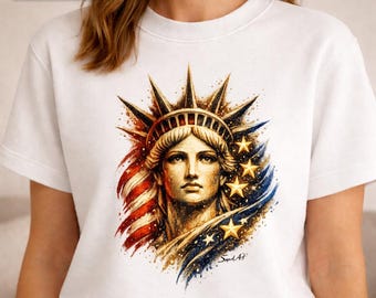 Immagine PNG della Statua della Libertà, design per maglietta patriottica