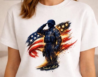 Soldato patriottico PNG, grafica della bandiera americana, sublimazione per veterani
