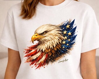 Aquila patriottica PNG, grafica della bandiera americana, sublimazione per il 4 luglio