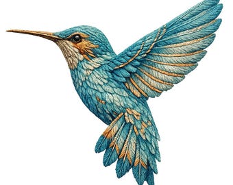 Colibrí azul PNG, diseño de pájaro vintage para camiseta, taza o funda de teléfono