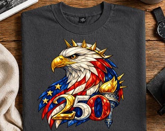 Grafica dell'aquila per il 250° anniversario dell'America in formato PNG, design in vetro colorato per l'anniversario degli Stati Uniti (download digitale)