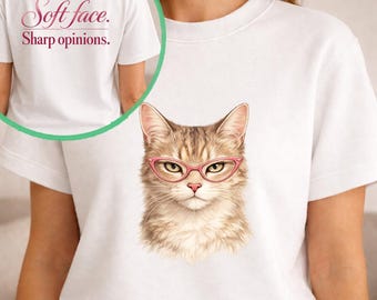 Maglietta divertente con gatto PNG, grafica sarcastica con gatto, design fronte e retro della maglietta
