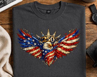 Aquila patriottica PNG, grafica della bandiera americana, design per maglietta 1776-2026 (download immediato)