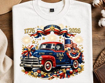Immagine PNG di un camion patriottico, 1776 2026