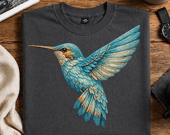 Blue Hummingbird PNG, Vintage Bird Design for T Shirt Mug Phone Case