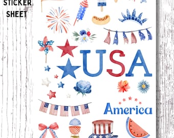 Memorial Day America Scrapbook Journal Stickers A5 size