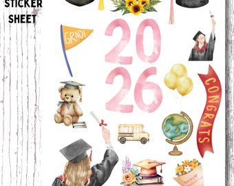 Girly Graduation Scrapbook Journal and Planner stickers A5 size