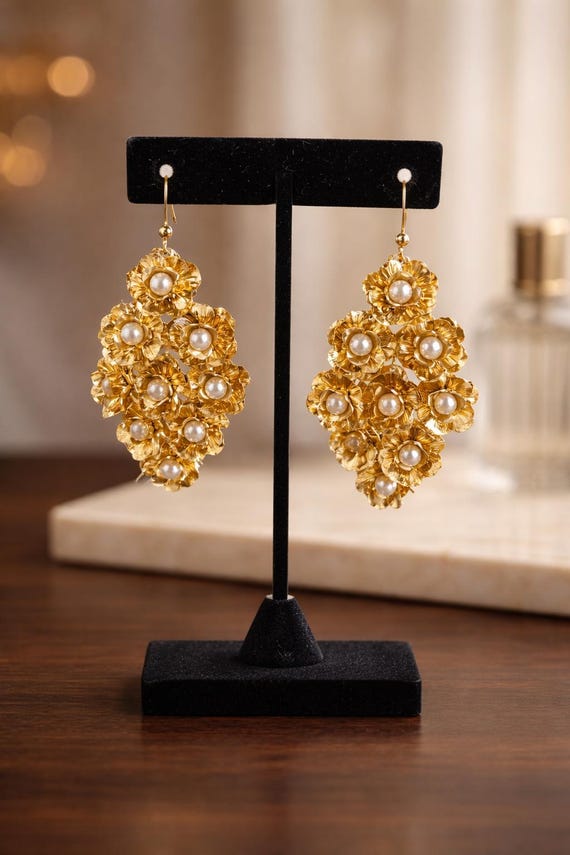 Statement Dangle Baroque Pearl Earrings - image 2