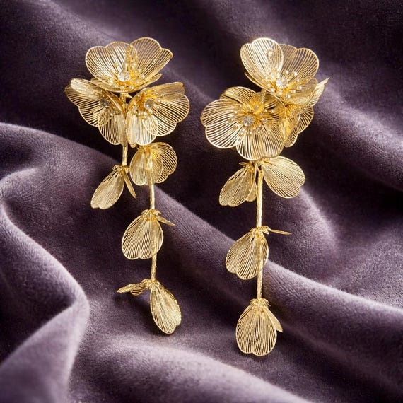 Statement Dangle Golden Earrings - image 1
